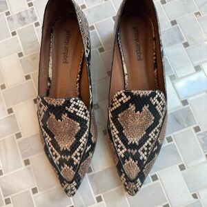 Jeffrey Campbell Loafers Snakeskin with Round Wood Heel